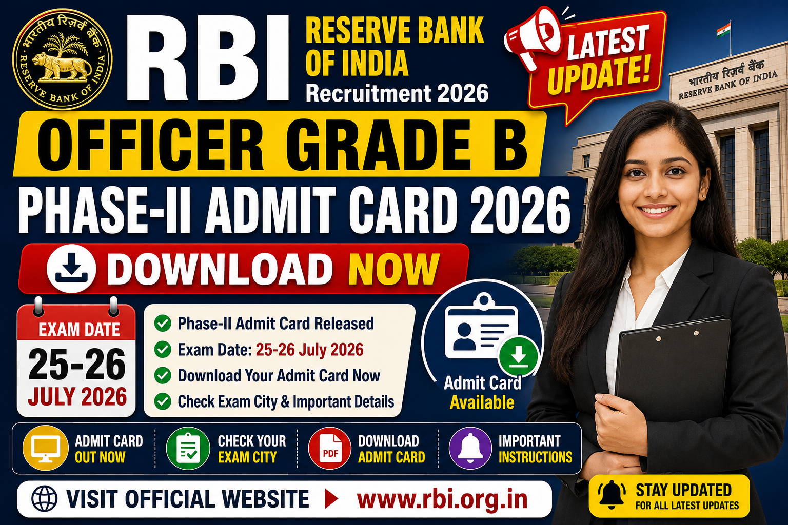 RBI Officer Grade B Phase-II Admit Card 2026