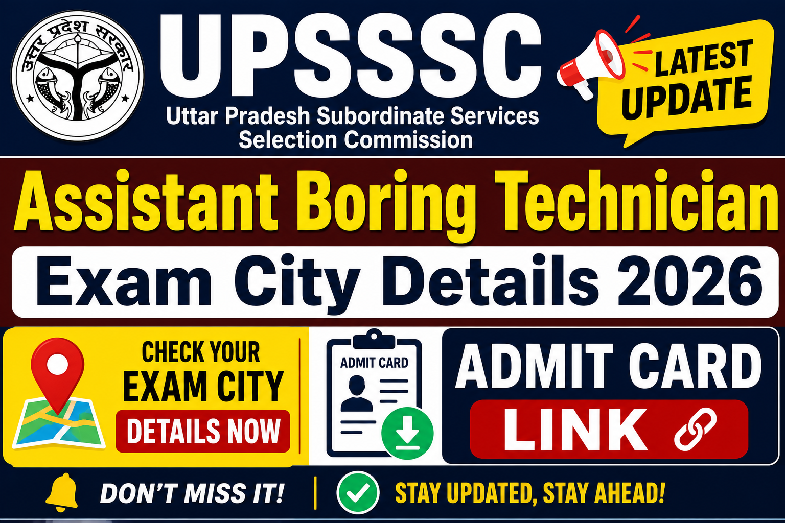 UPSSSC Assistant Boring Technician Exam City Details 2026 — Admit Card Link