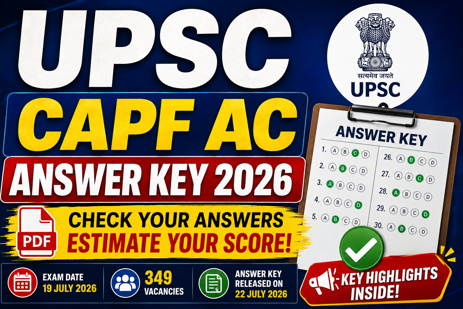 UPSC CAPF AC Answer Key 2026 — Key Details